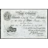 BRITISH BANKNOTES, Bank of England, J.G. Nairne, Five Pounds, 22 August 1916, Manchester, 83/T 05561