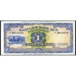 WORLD BANKNOTES, South West Africa, Barclays Bank D.C.O., One Pound, 1 September 1956, CF 836639 (