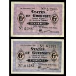 BRITISH BANKNOTES, Guernsey, Occupation, Sixpence (2), 16 October 1941, A 1383, 1 January 1943, A/