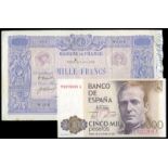 WORLD BANKNOTES, France, Banque de France, One Thousand Francs, 3 June 1919, W 1216522 (Pick 67h);