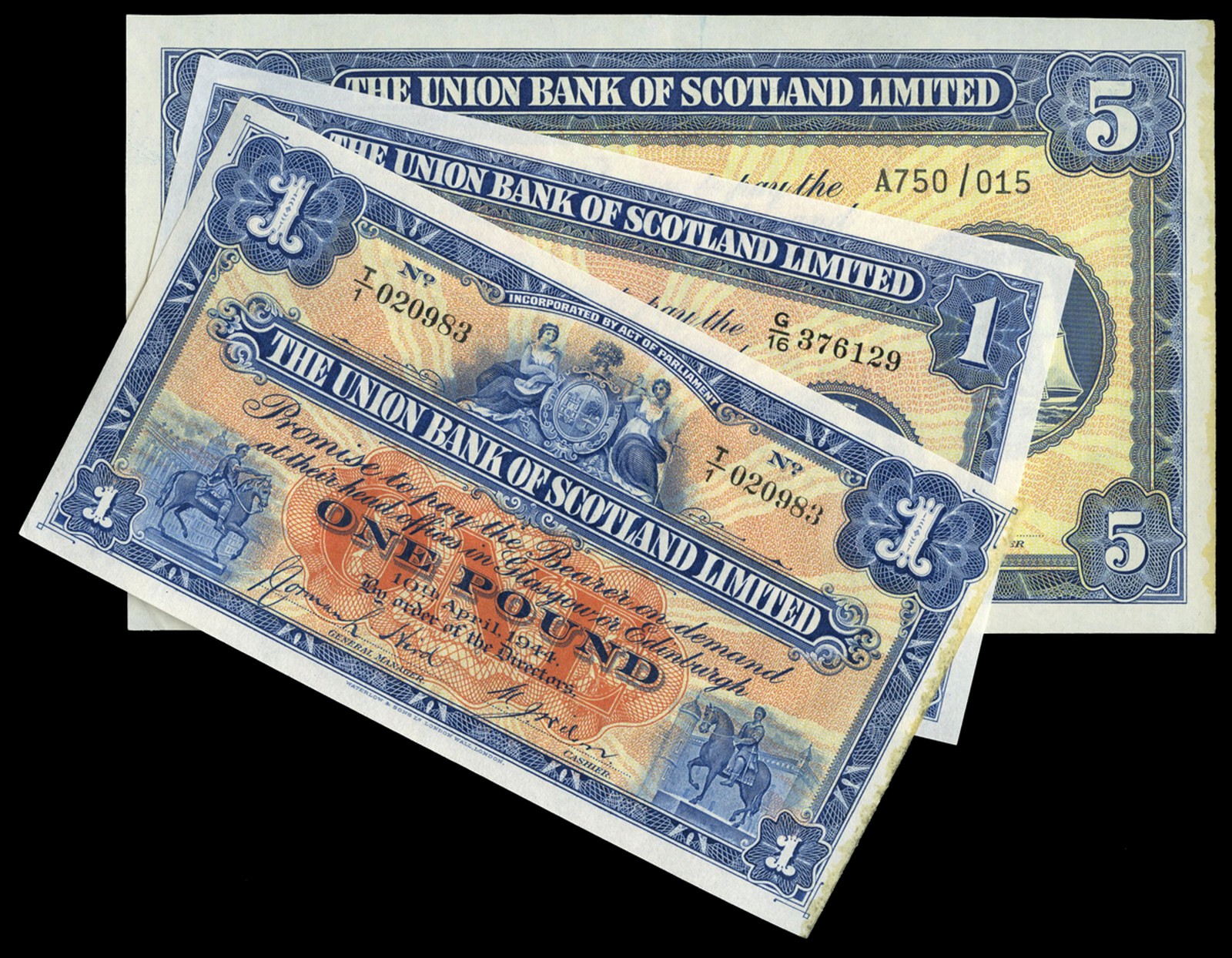 BRITISH BANKNOTES, The Union Bank of Scotland Ltd, One Pound (2), 10 April 1944, T/1 020983, Hird-