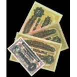 WORLD BANKNOTES, East Africa, Currency Board, One Shilling, 1 January 1943, A/58 prefix, Five