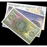 BRITISH BANKNOTES, Guernsey, States, One Pound, F 600664, Five Pounds, B 729304, Ten Pounds, A