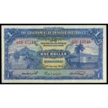 WORLD BANKNOTES, Trinidad & Tobago, Government, One Dollar, 1 January 1943, 43D 43348 (Pick 5c).