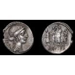 ANCIENT COINS, Roman Republican Coinage, Q. Cæpio Brutus, Denarius, c. 54, libertas behind head of