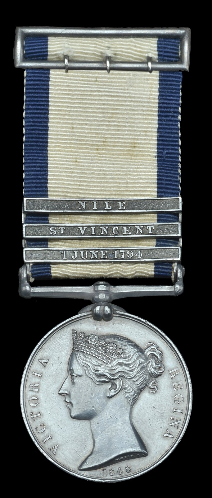 Naval General Service 1793-1840, 3 clasps, 1 June 1794, St. Vincent, Nile (William Beadle) with