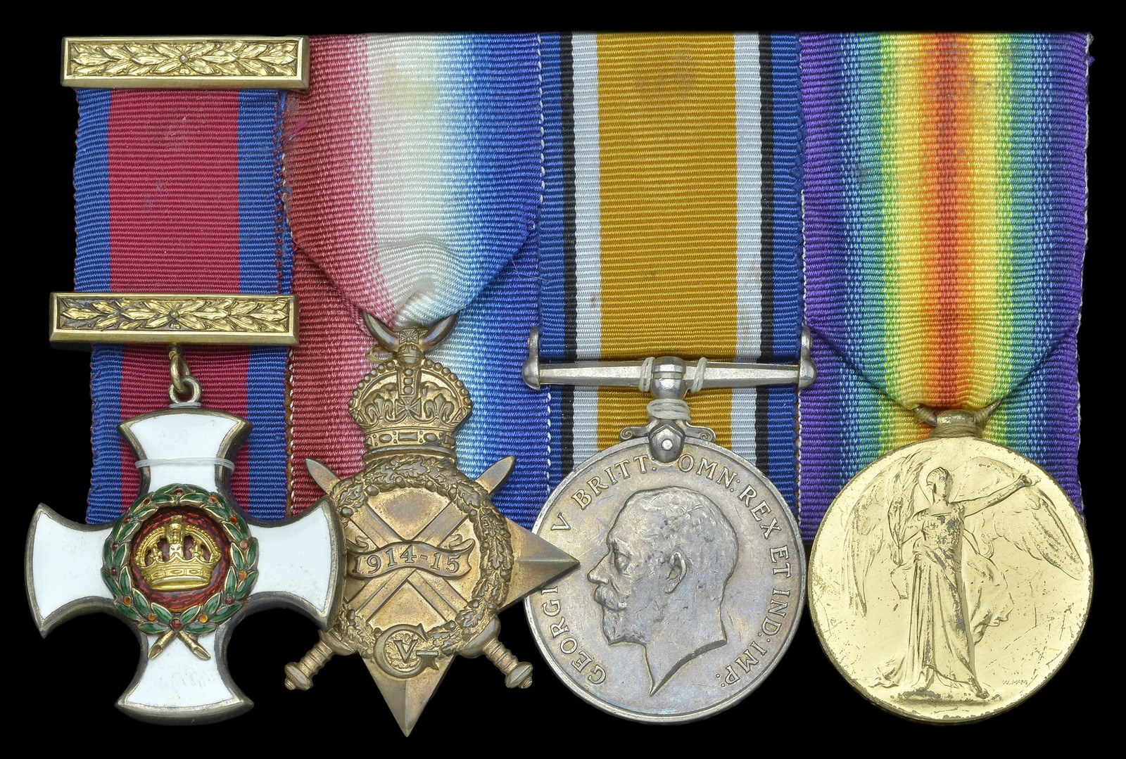 A Great War D.S.O. group of four attributed to Captain R. C. Dunford, Northumberland Fusiliers,