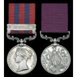 Pair: Private W. Busby, Border Regiment India General Service 1854-95, 1 clasp, Bhootan (926 H.Ms.
