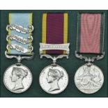 Three: Serjeant J. Saunders, 44th Regiment Crimea 1854-56, 3 clasps, Alma, Balaklava, Sebastopol (