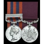 Pair: Bandsman G. Fielding, King’s Royal Rifle Corps India General Service 1854-95, 1 clasp, N.E.