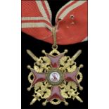 Russia, Order of St. Stanislaus, 2nd Class neck badge with swords, 46 x 46mm., bronze-gilt metal and