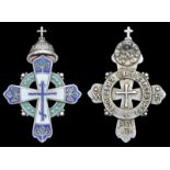 Russia, 300th Anniversary of the Romanovs, Cross for Priests, 60 x 41mm., silver and enamel, copy