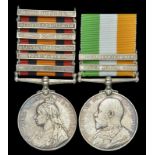 Pair: Sergeant M. Corrigan, Royal Dublin Fusiliers Queen’s South Africa 1899-1902, 6 clasps, Cape