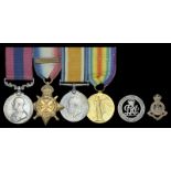 A Great War D.C.M. group of four awarded to Corporal A. Baker, Hertfordshire Regiment