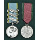 Pair: Private J. Hallum, 1st Battalion Rifle Brigade Crimea 1854-56, 3 clasps, Alma, Inkermann,