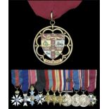 The mounted group of eleven miniature dress medals worn by Brigadier Lord Porritt, K.C.M.G., K.C.V.