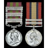 Pair: Private C. Wren, Gordon Highlanders India General Service 1895-1902, 3 clasps, Relief of