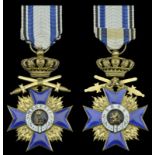 Germany, Bavaria, Order of Military Merit, 3rd Class breast badge with crown and swords, 67 x 41mm.,