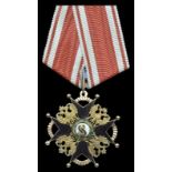 Russia, Order of St. Stanislaus, 3rd Class breast badge, 40 x 40mm., gold and enamel, of flattened