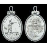 Cardross Volunteers Best Shot Medal, oval, 63 x 48mm., silver, Edinburgh hallmark, engraved