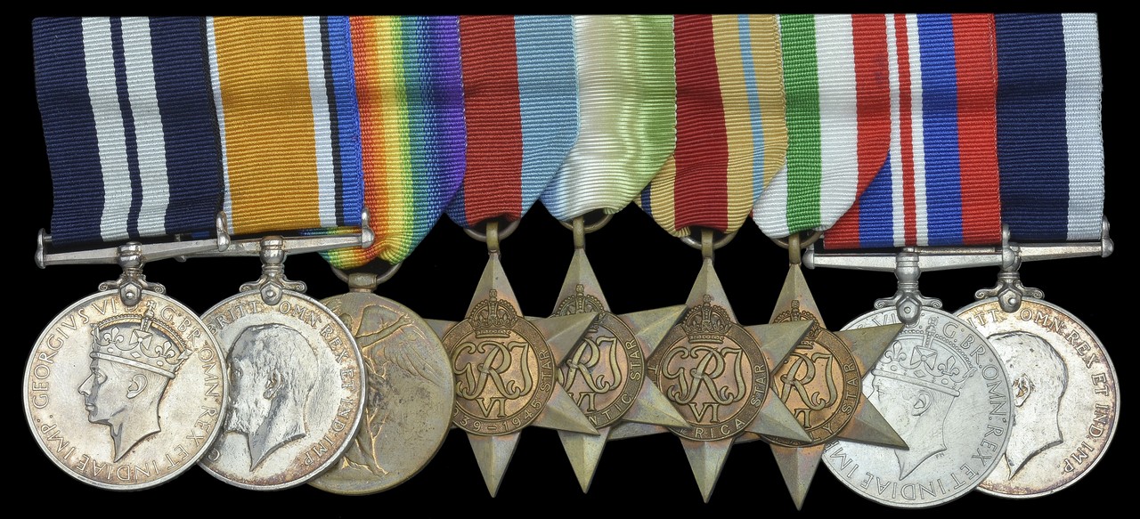 A rare Second World War Battle of Crete D.S.M. group of nine awarded to Chief Petty Officer