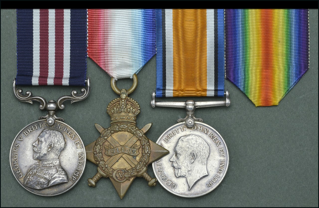 A Great War M.M. group of three awarded to Sergeant W. H. Holmes, Royal Field Artillery Military