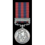 India General Service 1854-95, 1 clasp, Sikkim 1888 (1068 Pte. W. Taylor, 2nd Bn. Derby. R.) edge