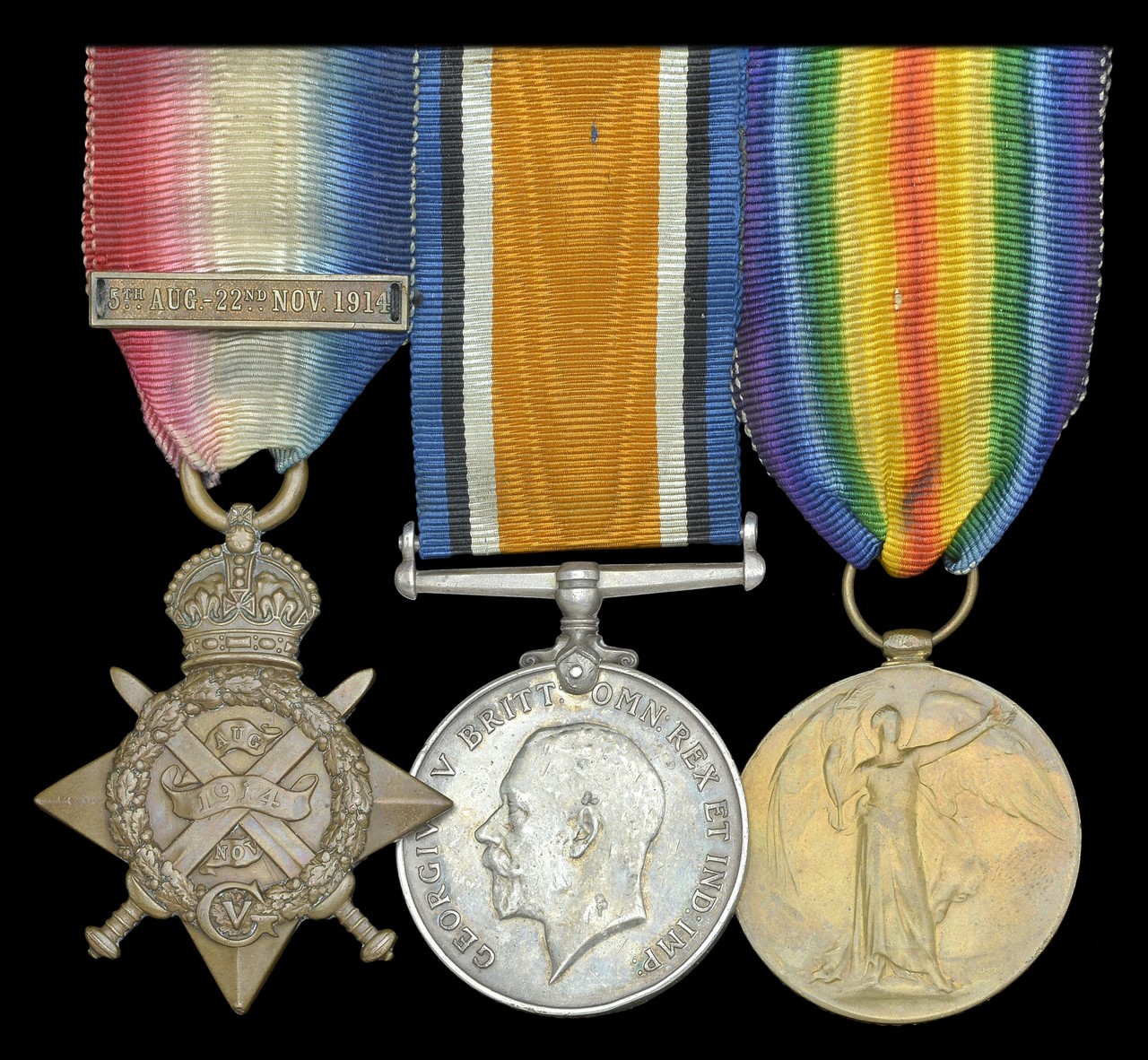 Three: Private G. Heley, West Yorkshire Regiment 1914 Star, with clasp (7747 Pte., 1/W. York. R.);