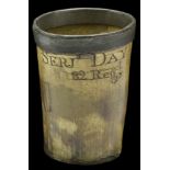 82nd (Prince of Wales’s Volunteers) Regiment Peninsula Period Horn Drinking Beaker, 7.5 cms high,