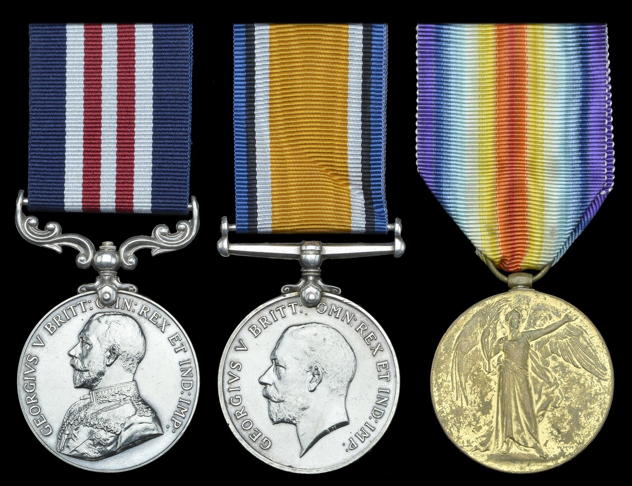 A Great War M.M. group of three awarded to Sergeant S. B. Hall, East Surrey Regiment Military Medal,