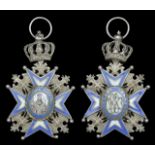 Serbia, Order of St. Sava, 2nd type, 5th Class breast badge, silver, silver-gilt and enamel, saint