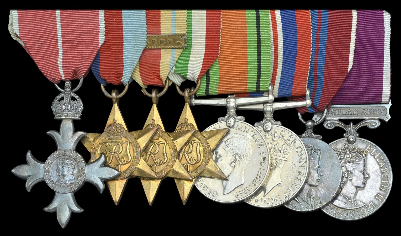 A Second World War ‘battle of Cassino’ M.B.E. group of eight awarded to Regimental Sergeant-Major E.