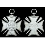 Medal for the Rescue of the Berthon 1882, silver maltese cross, approx. 45 x 45mm., with oars in the