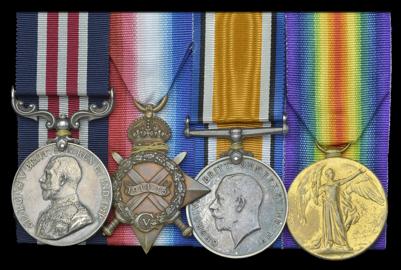 A Great War M.M. group of four awarded to Private R. Laurie, Canadian Army Medical Corps and