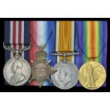 A Great War M.M. group of four awarded to Private R. Laurie, Canadian Army Medical Corps and