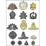 Australian Cap and Collar Badges, a carded display of late issue KC items comprising eleven cap