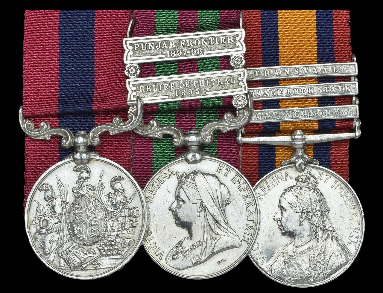 A rare North West Frontier D.C.M. group of three awarded to Private H. Nelthorpe, 1st East Kent