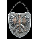 Polish Air Force Commemorative Plaque, a large shield in plated brass 15 x 13 cms, featuring the