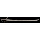 A 17th Century Backsword, the 76 cm slightly curved blade with triple fuller is pitted overall and