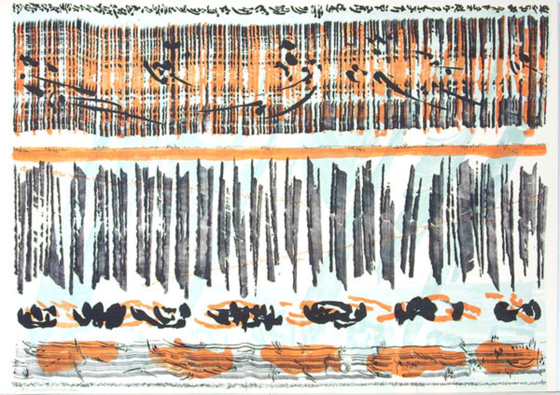 Copley, Alfred
Farblithographie auf BFK Rives Bütten, 42,8 × 60,8 cm.
Ohne Titel (1962)Signiert
