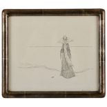 Tuschfederzeichnung Edward Gorey 1925 Chicago - 2000 Hyannis "Frau am Meer" u. re. sign. Edward