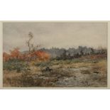 Aquarell Nelson Gray Kinsley 1863 Canton - 1945 Kronberg "Herbstliche Landschaft im Taunus" 15 x