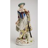 Figur "Schäferin", Meissen um 1750. Porzellan, farbig u. gold staffiert. Dame in blum-