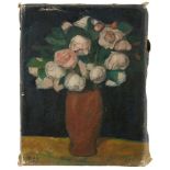 Gemälde Mathilde Battenberg 1878 Alzey - 1936 Frankfurt "Stilleben mit Rosenstrauß in brauner