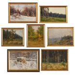 7 Gemälde/Ölstudien Nelson Gray Kinsley 1863 Canton - 1945 Kronberg "Taunuslandschaften zu den