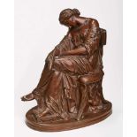 Kl. Bronze Pierre Jules Cavelier(1814 Paris - 1894 Paris) Penelope, Ende 19. Jh. Rotbraun patiniert.