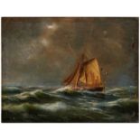 Gemälde Wohl Alexei Petrovich Bogoljuboff1824 Pomeranje - 1896 Paris "Segelboot in schwerer See"