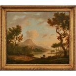 Gemälde wohl William Marlow1740 Southwark/London - 1813 Twickenham "Romantische Landschaft" u.li.