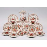 Kaffee-Service für 6 Pers., Meissen 20. Jh."Tischchenmuster", Goldstaffage, -rand. Am Boden