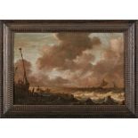 Gemälde Pieter Mulier1615 Haarlem - 1659 Haarlem "Marine - Bewegtes Meer mit Segelschiffen" Öl/Holz,